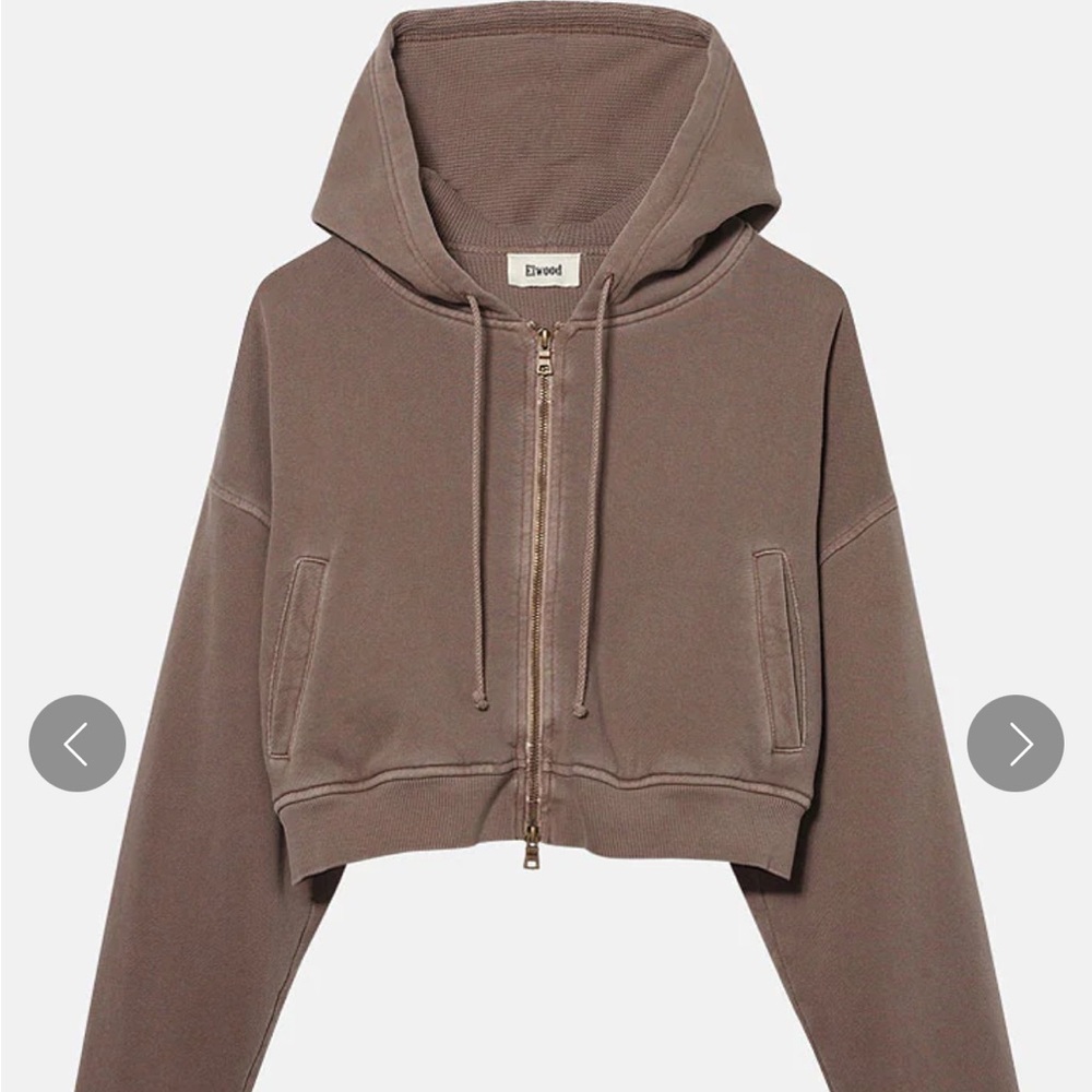 Brown Cropped Hoodie Jacket